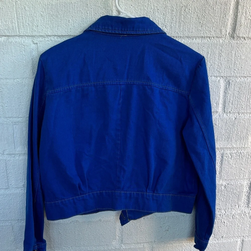 Free People Denim Cobalt Blue Cotton Jacket sz XS - Picture 8 of 8